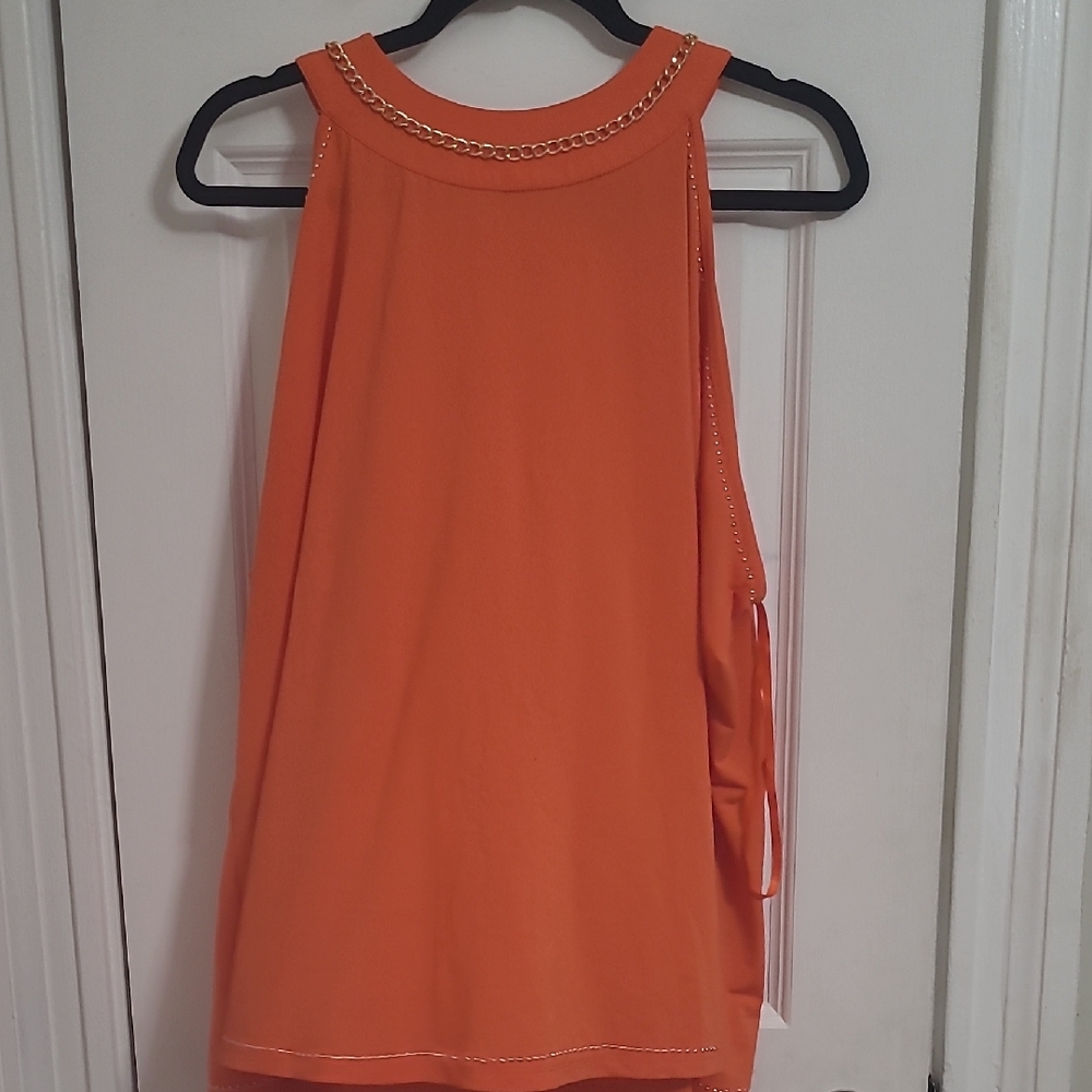 Orange Sleeveless Top with Chain Detail